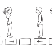 Complex problem-solving game involving people moving to opposite ends of a line called Traffic Jam