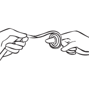 Hand wrapping ribbon around their finger as part of fun icebreaker activity called Wrapped Around My Finger