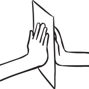 Sheet of paper held between two hands, as featured in fun team-building challenge called Paper Holding game