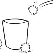 Balls being tossed into bucket, as seen in Pick & Choose team strategy game