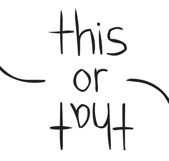 Illustration of This or That with arrows representing fun conversation starter game