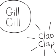 Talking bubble and clapping image for rhythmic name game Concentration