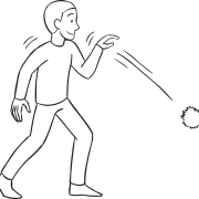 Man throwing ball downwards, as seen in team tag game Monarch Tag