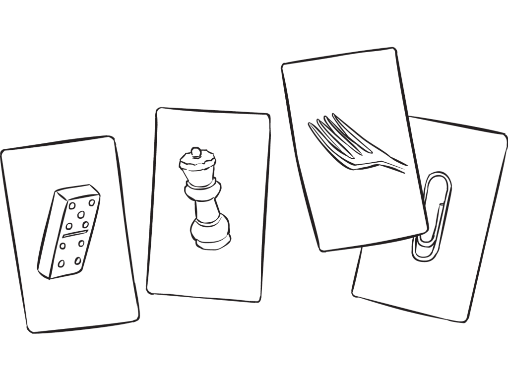 Four unique playing cards as featured in Fine Line Cards exercise