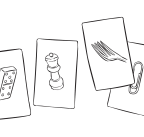 Four unique playing cards as featured in Fine Line Cards exercise
