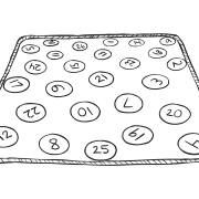 The team problem-solving challenge Key Punch set-up with dozens of numbered spots laying on ground.