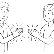 Two people clapping hands as part of Synchro Clap easy group energiser