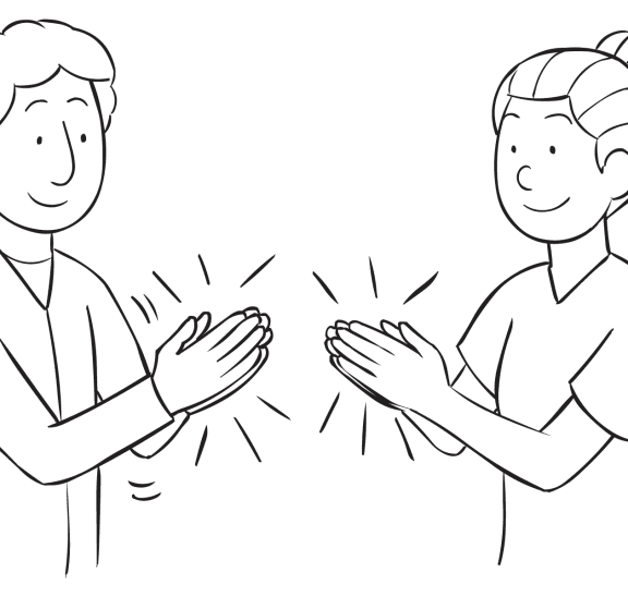 Two people clapping hands as part of Synchro Clap easy group energiser