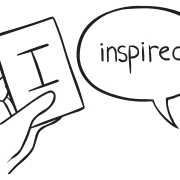 Person holding letter card that starts with initial of Inspired representing simple debriefing activity