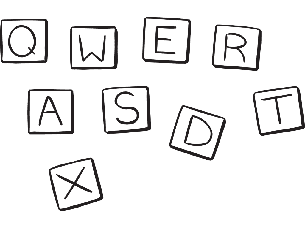 Set of alphabet letters to play Keyboard team memory challenge