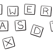 Set of alphabet letters to play Keyboard team memory challenge