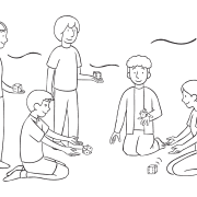 Group playing group energiser game called Tenzi