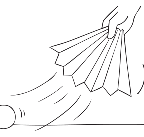 Hand waving a sheet of paper as part of energetic team game Mighty Wind