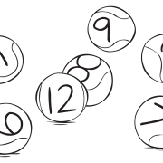 Tennis balls with numbers on them as played in competitive team game Think Ball