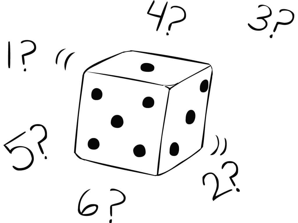 Illustration of playing dice as used in Dicebreakers icebreaker game