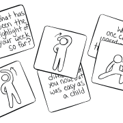 Illustration of conversation starter cards called We Connect Cards