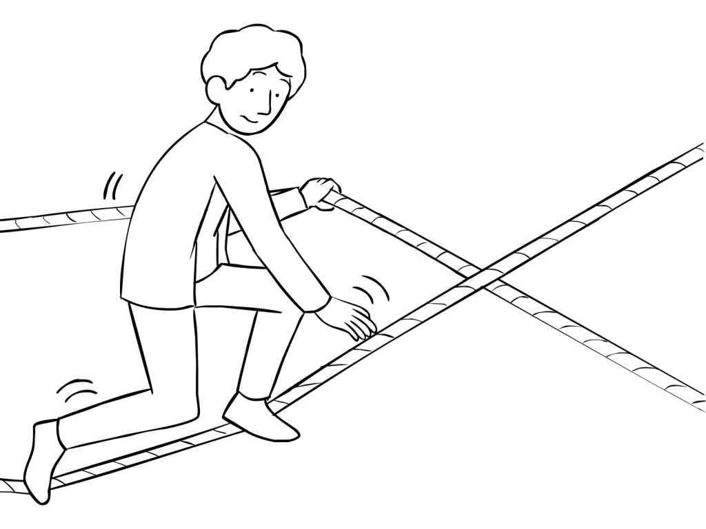 Illustration of man using Hour Glass challenging traversing exercise