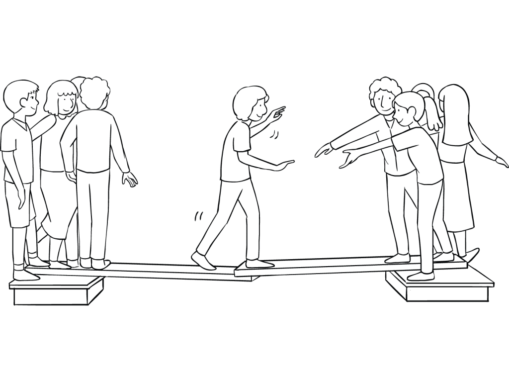 Illustration of group playing Islands low traversing challenge