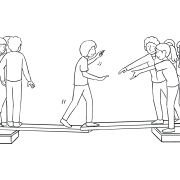 Illustration of group playing Islands low traversing challenge