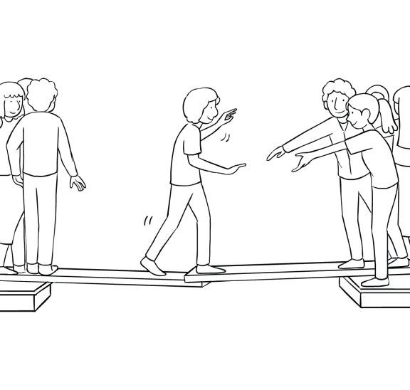 Illustration of group playing Islands low traversing challenge