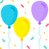 Illustration of three party balloons
