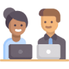 Illustration of two people using laptops