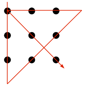 Nine dots diagram with four lines