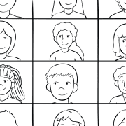 Gallery view of Zoom video thumbnails of group playing virtual energiser activity Look Left