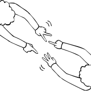 Two people playing Chopsticks finger counting game