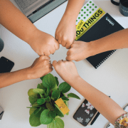Fist-bumping colleagues reflecting on generativity. Credit Antonio Janeski