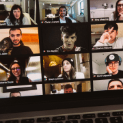 PLaying group games online with Zoom. Credit Charles Deluvio