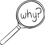 Magnifying glass asking a deeper why because its a thoughtful reflection activity