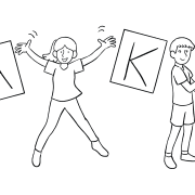 Two people moving as part of large group energiser Active Intros