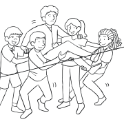 Group passing person over Electric Fence team problem-solving challenge