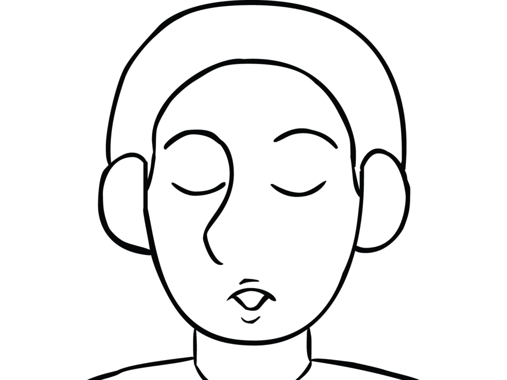 Illustration of man exhaling as part of Mindful Breathing