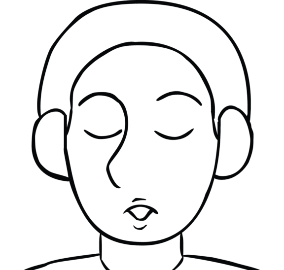 Illustration of man exhaling as part of guided mindfulness meditation Mindful Breathing