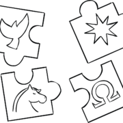 Illustration of four jigsaw pieces of Uniquities Puzzle