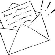 Illustration of letter inside envelope revealing letter to self