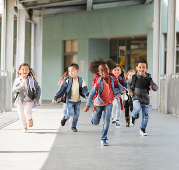 Connecting students in school hallway