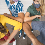 physical-distancing adults elbow tapping