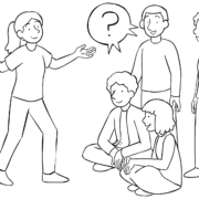 People playing interactive guessing game FFEACH