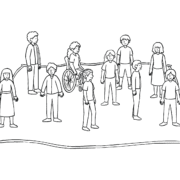 Group standing inside four ropes forming Hot Box active team challenge