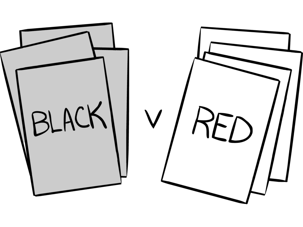 Two sets of cards as used in Pay-Off strategic trust-building game