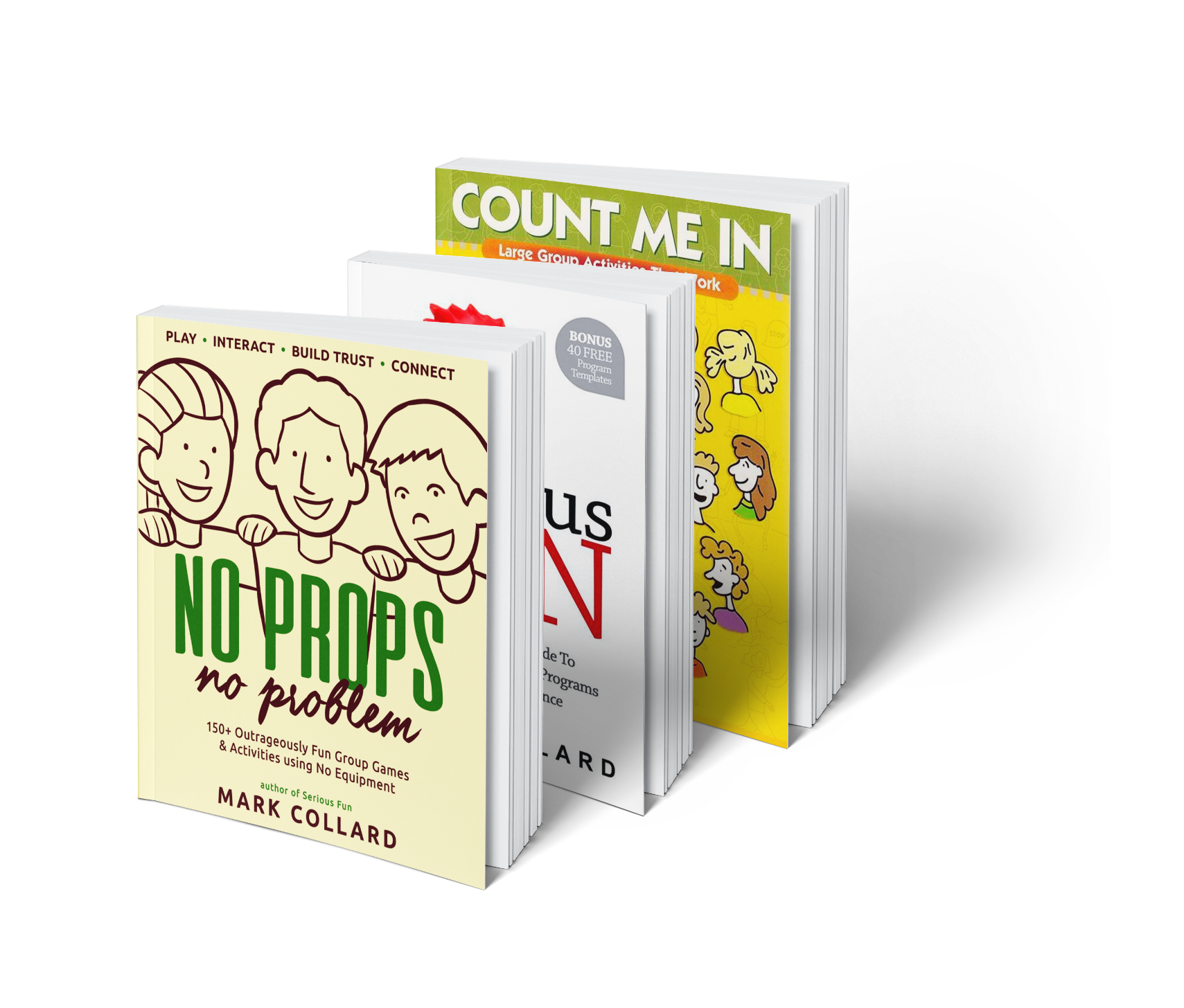 Three books stacked in front of each other