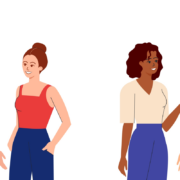 Two pairs of illustrated people