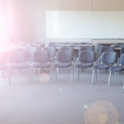 Indoor conference training room with chairs in circle