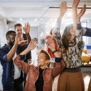 Group of adults feeling energised