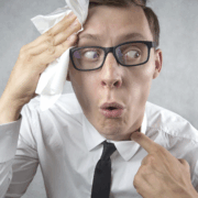 Man sweating from nerves