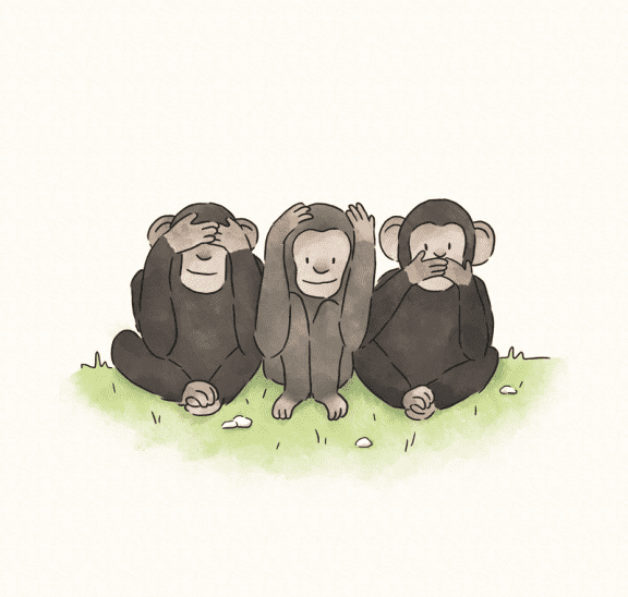 Three monkeys asking how do I get kids to listen