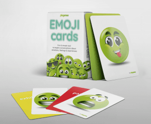 EMOJI Cards tuckbox display with cards
